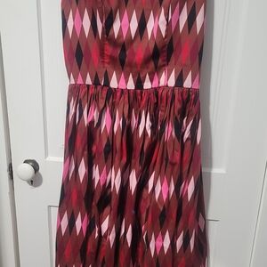 Pinup Couture Pink and Red Diamond Midi Dress